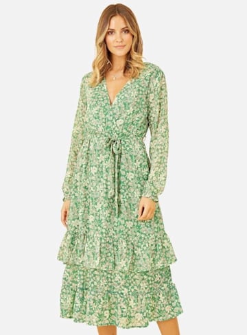 green floral wrap dress new look 