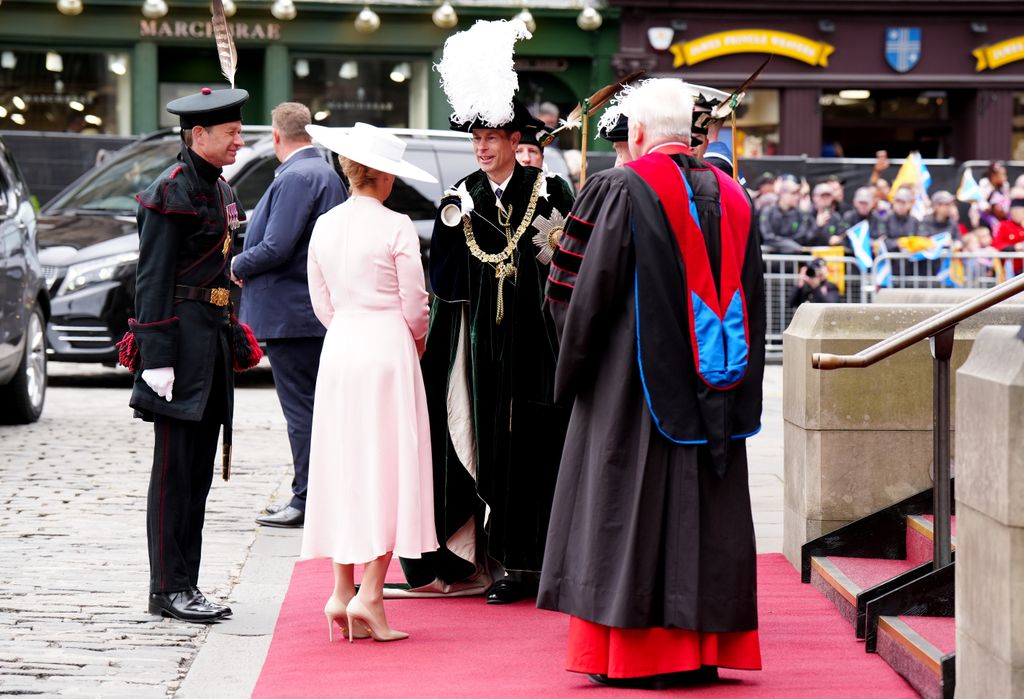 Prince Edward and Sophie arrive for the Order of the Thistle Service at St Giles' Cathedral