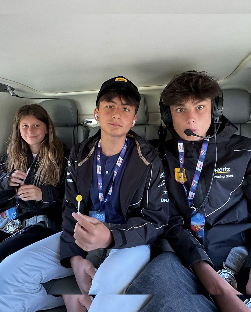 Vivian, Benjamin and Jack Brady pose for a photo shared on Instagram during a helicopter ride