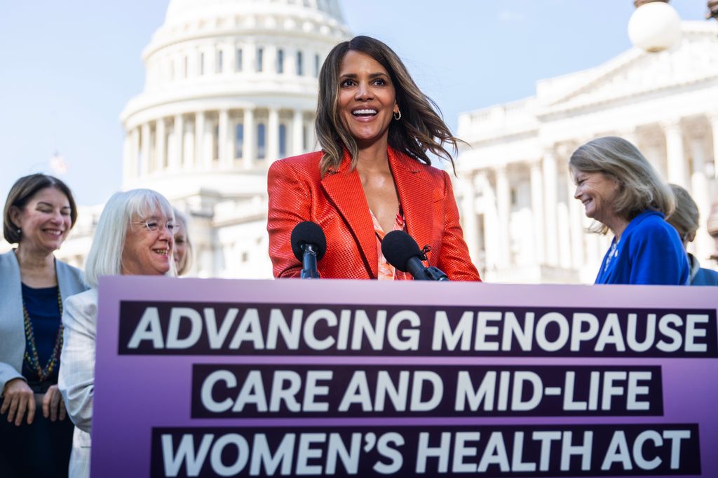 Halle Berry speaks during news conference on bipartisan legislation to raise federal research on menopause