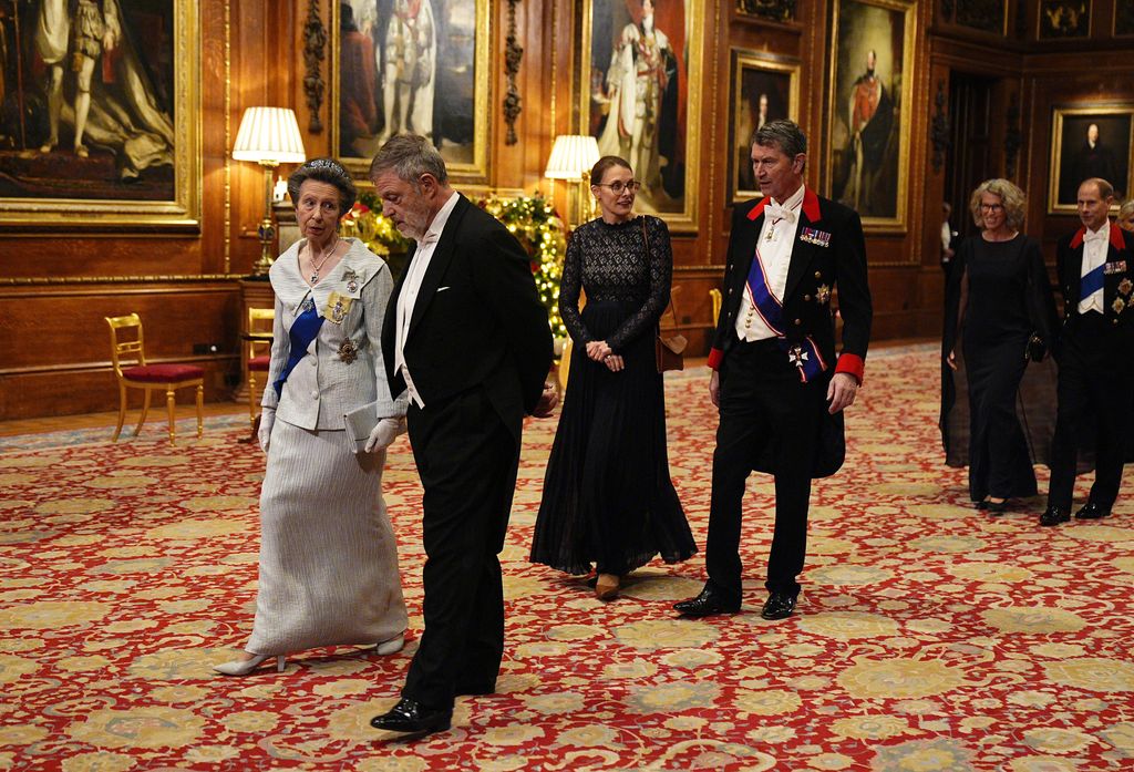 (Front row) Ambassador Wolfgang Dold and Princess Anne, Princess Royal, (2nd row) Vice Admiral Sir Tim Laurence and Ms Ulla Brunkhorst ahead of the state banquet 