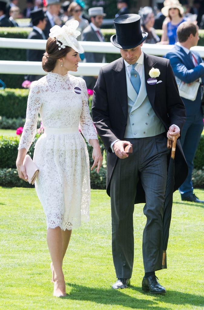 Princess Kate in lace white dress with william