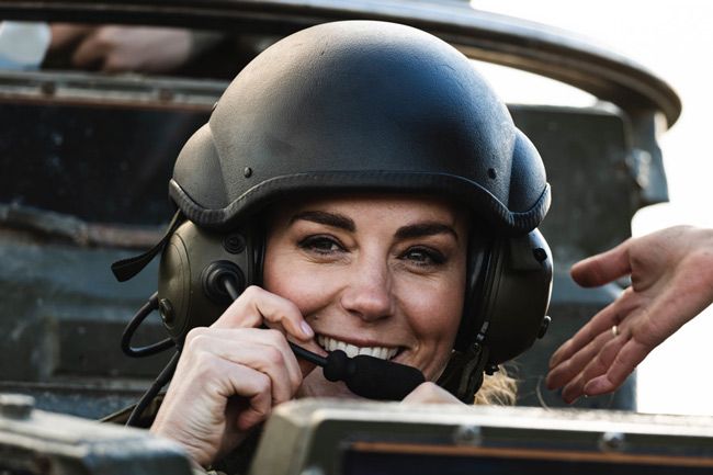 kate middleton operating machinery with mic