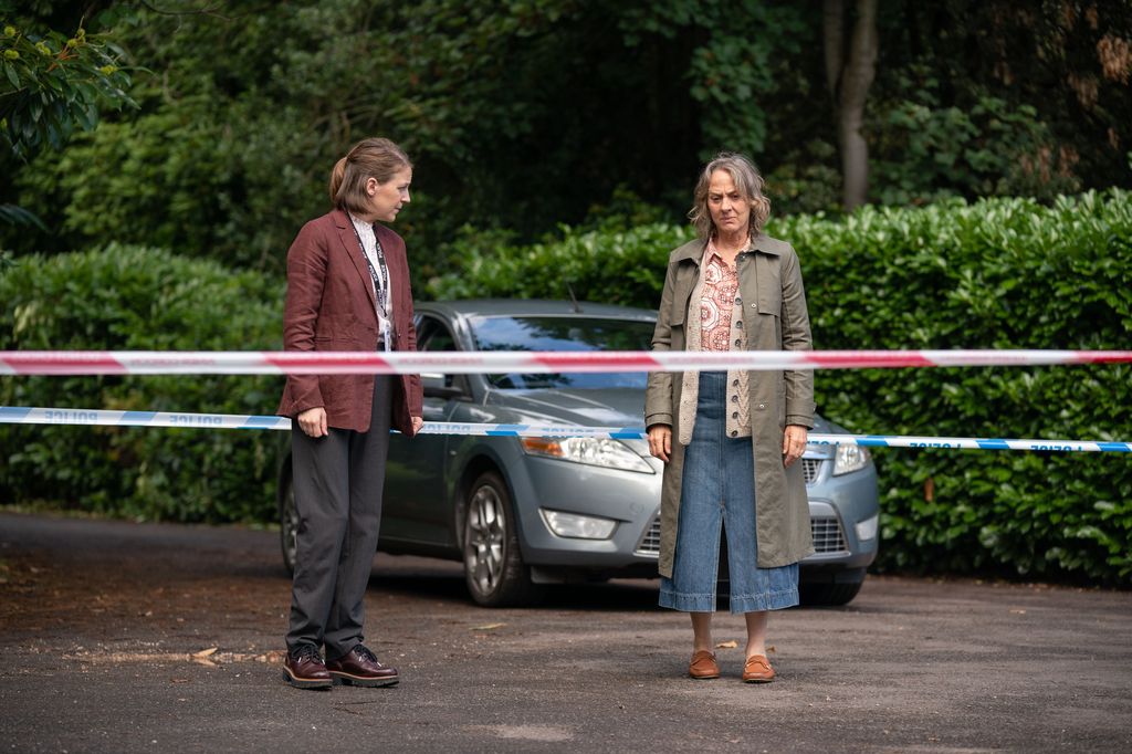Gemma Whelan as DS Sarah Collins and Niamh Cusack as Claire Mills in The Tower
