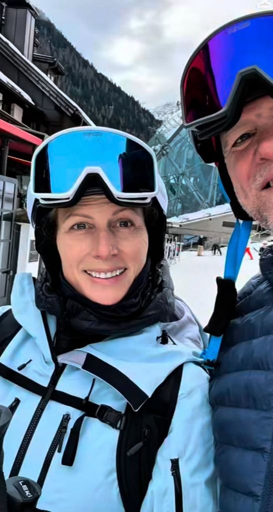 Mike and zara tindall selfie in ski goggles and coats