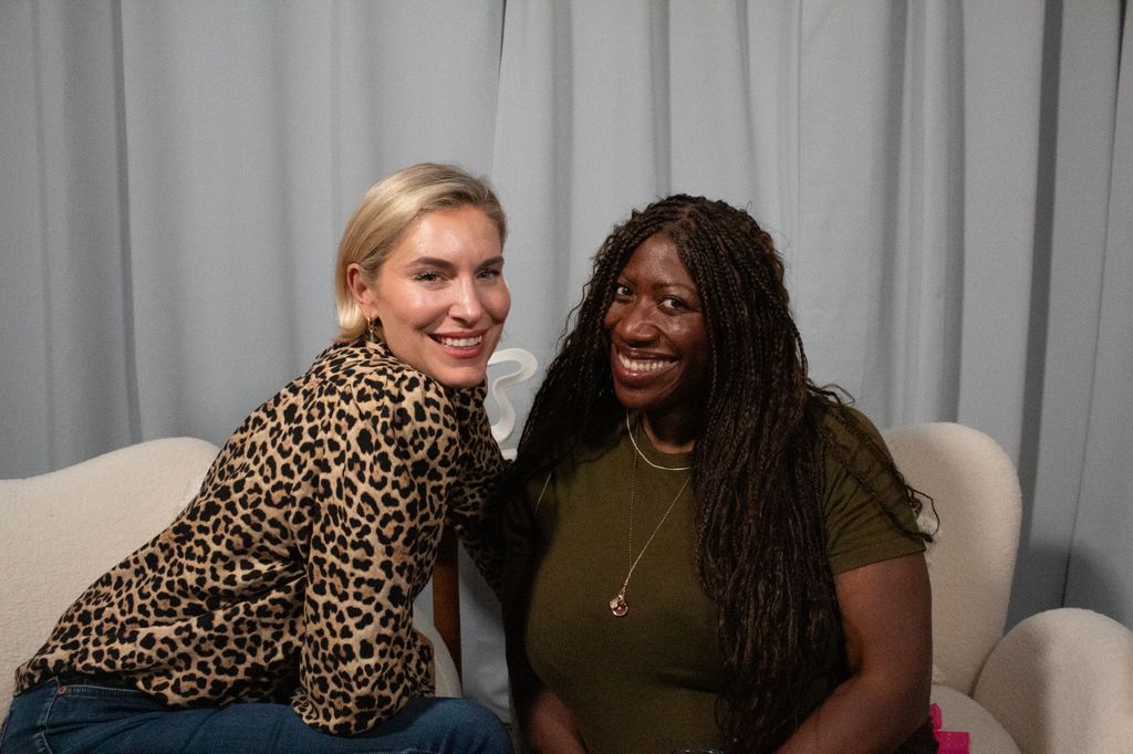 Ateh Jewel and Louise Boyce in the studio for HELLO!'s Second Act podcast 