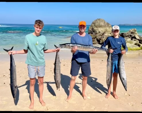 Jamie and his sons on a fishing trip in Indonesia