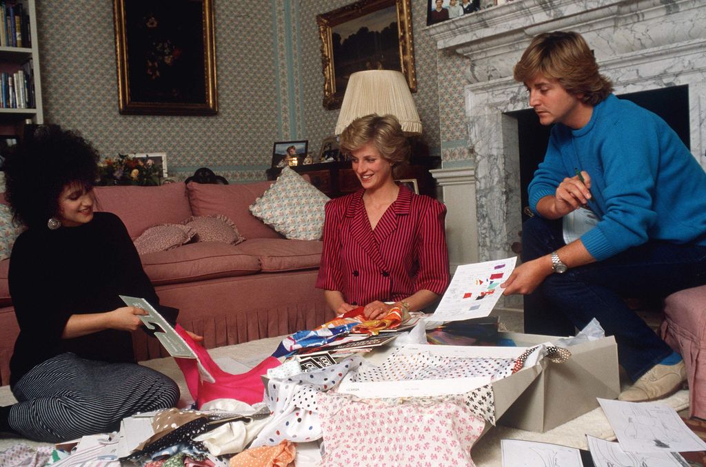 David and Elizabeth Emanuel pictured designing outfits at Princess Diana's Kensington Palace home