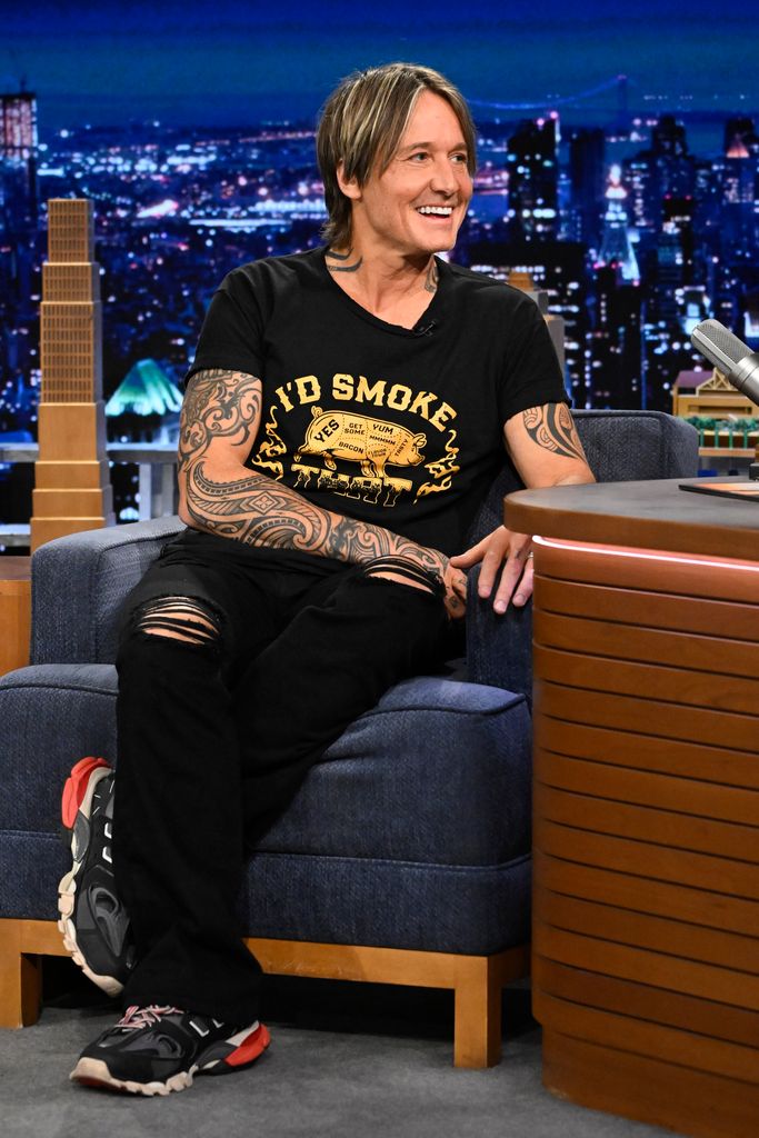 THE TONIGHT SHOW STARRING JIMMY FALLON – Episode 2026 – Pictured: Singer-songwriter Keith Urban during an interview on Tuesday, September 24, 2024