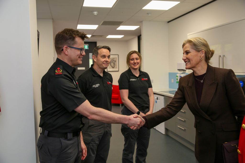 The Duchess is greeted by Consultant Paramedic Mark Hodkinson and members of the Education team