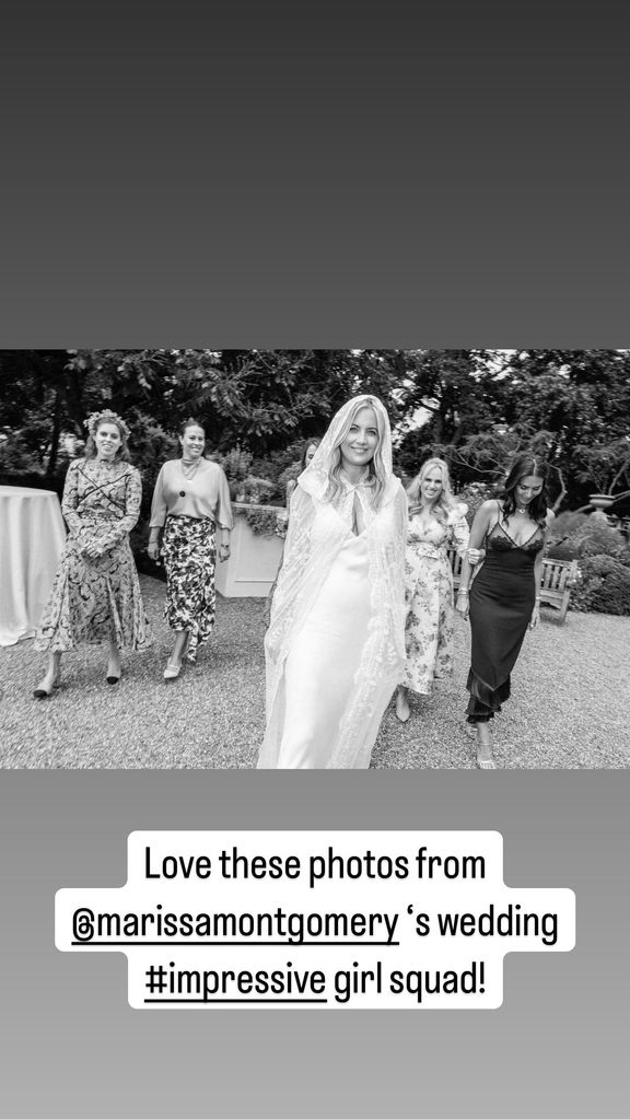 Group of women in black and white at a wedding 