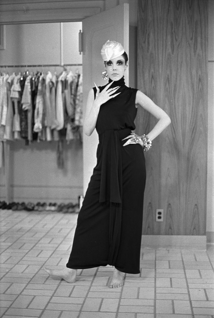 Peggy posing in a black dress