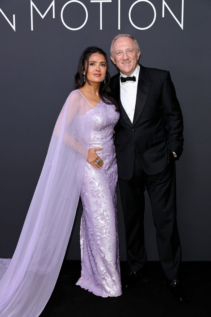Salma Hayek and FranÃ§ois-Henri Pinault attend the 2024 Kering Women In Motion Awards and Cannes Film Festival Presidential Dinner at the 77th annual Cannes Film Festival at the Place de la Castre