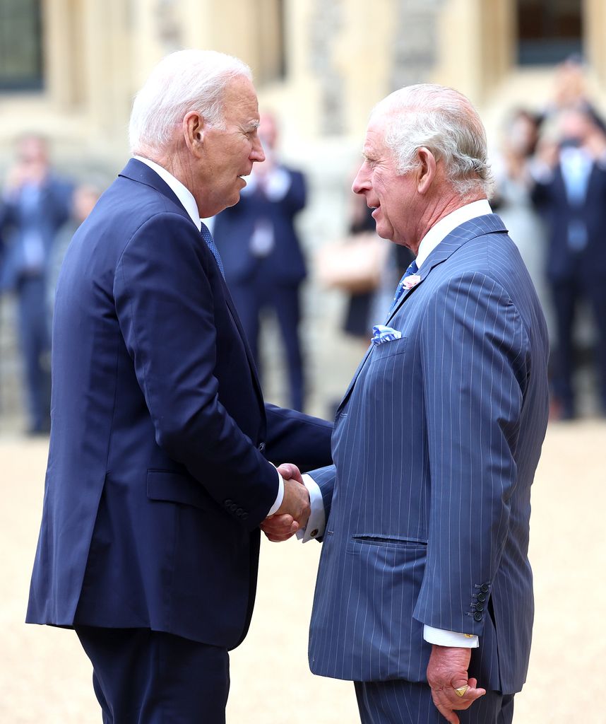 King Charles III greets The President of the United States, Joe Biden 