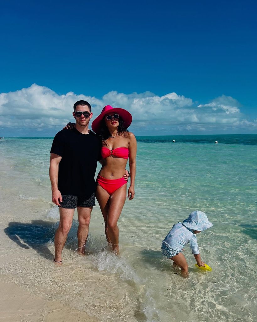 priyanka chopra red bikini beach photo nick jonas daughter malti