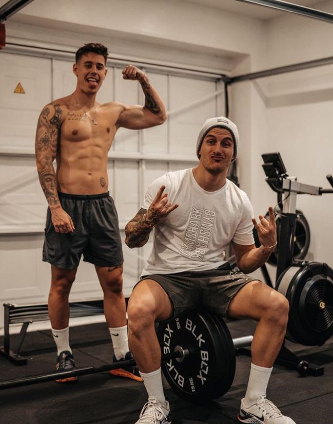 Gorka Marquex and Jorge in a home gym