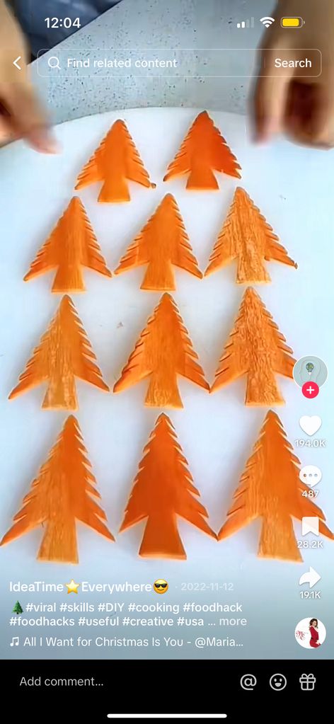 carrots in shape of christmas trees