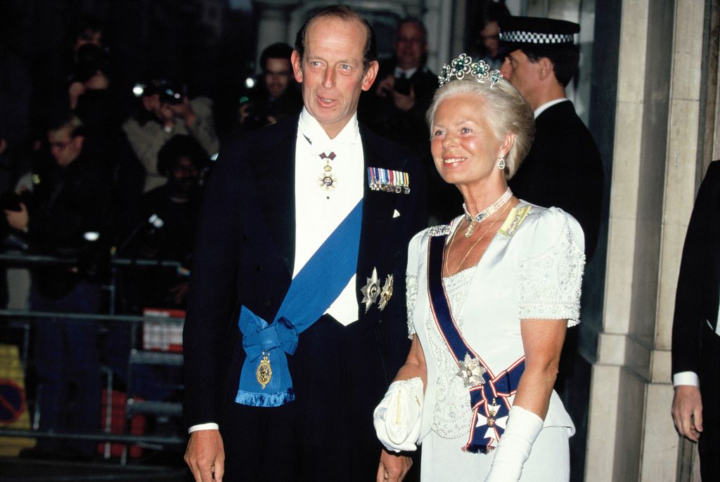   Prince Edward, Duke of Kent, and Katharine, Duchess of Kent, attend the State Banquet given by Former Polish President Lech Walesa in honor of the Queen 