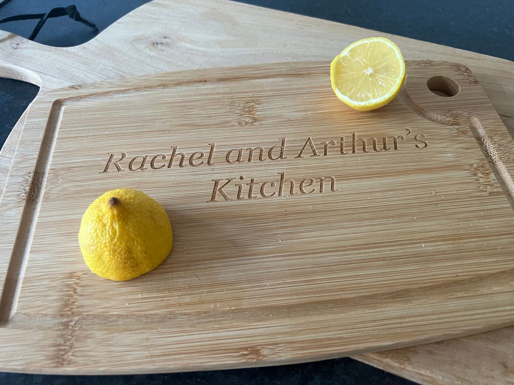 chopping board with lemons