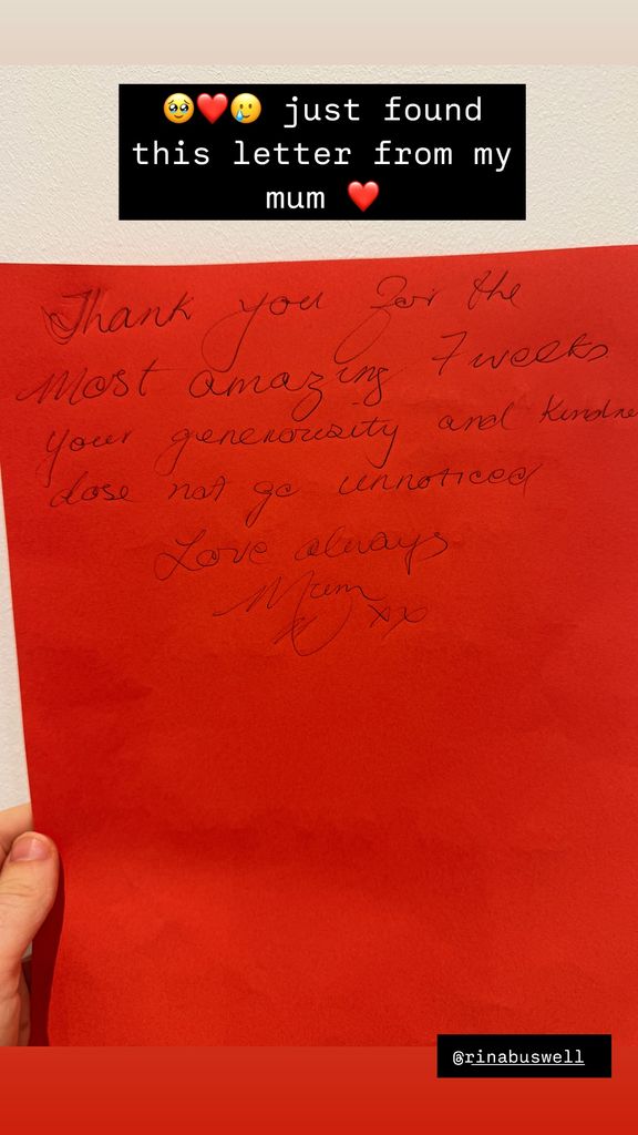 Dianne revealed the note left behind from her mum, Rina