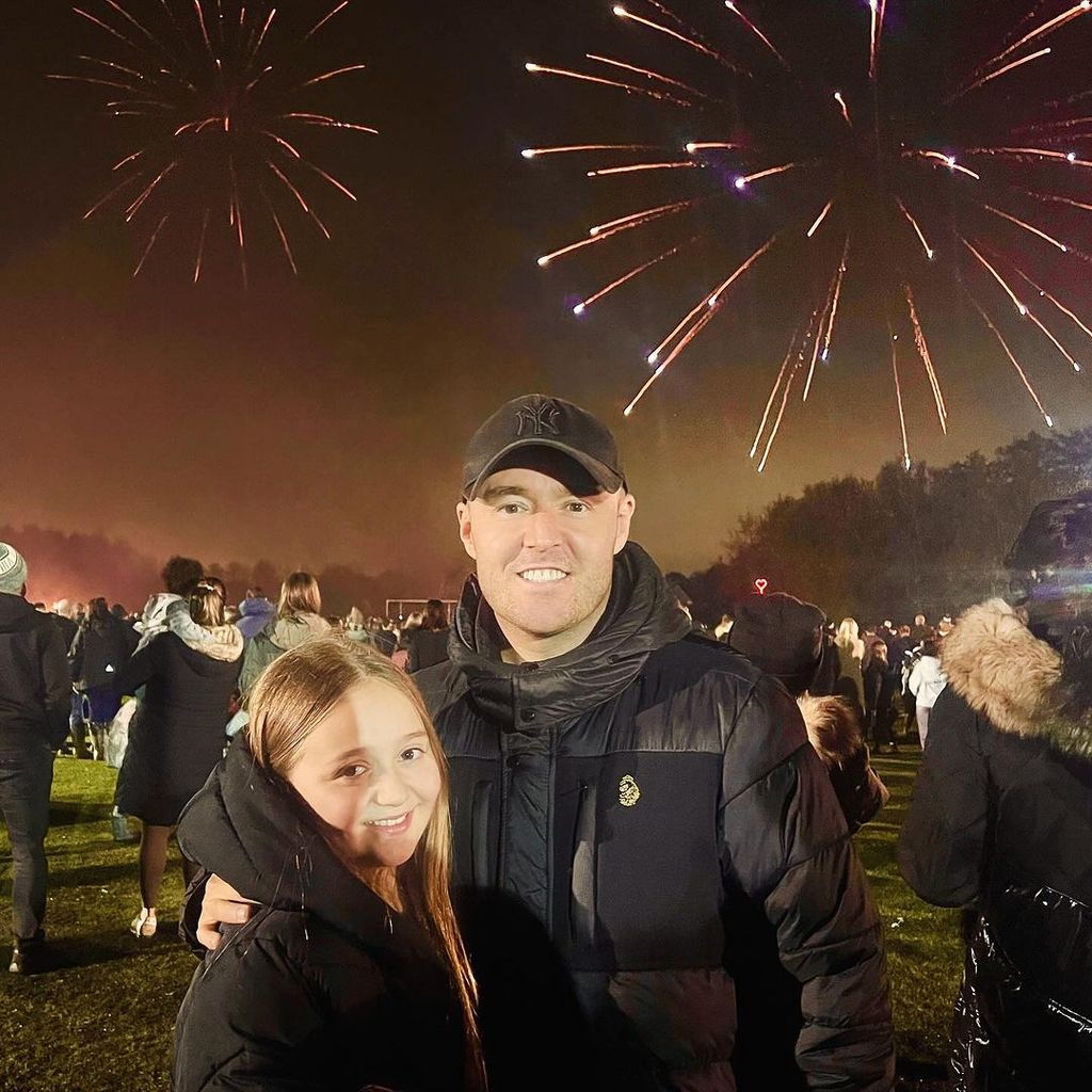 Alan Halsall with his daughter Sienna on firework night