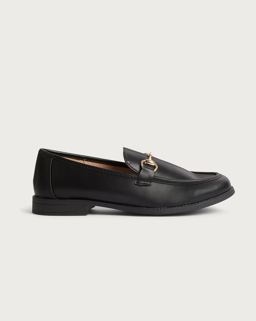 F&F Faux Leather Penny Trim Loafers in Black
