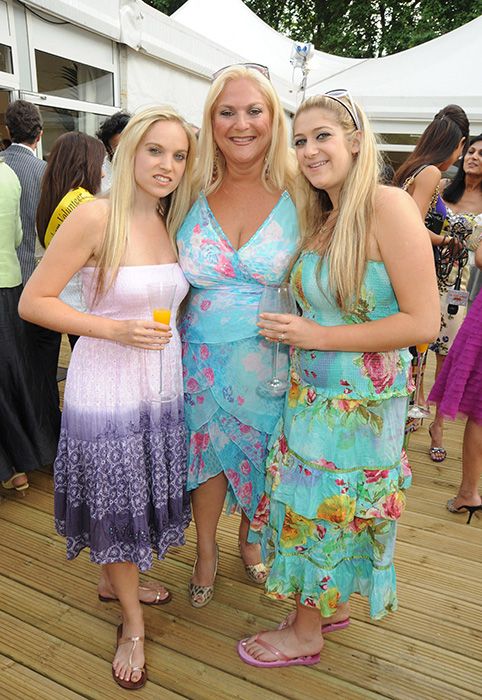 Vanessa Feltz with her daughters in summer dresses