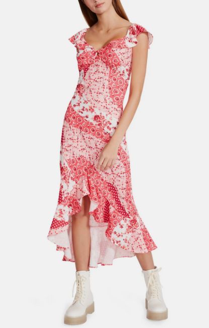taylor swift red mixed print patchwork dress dupe nordstrom rack 