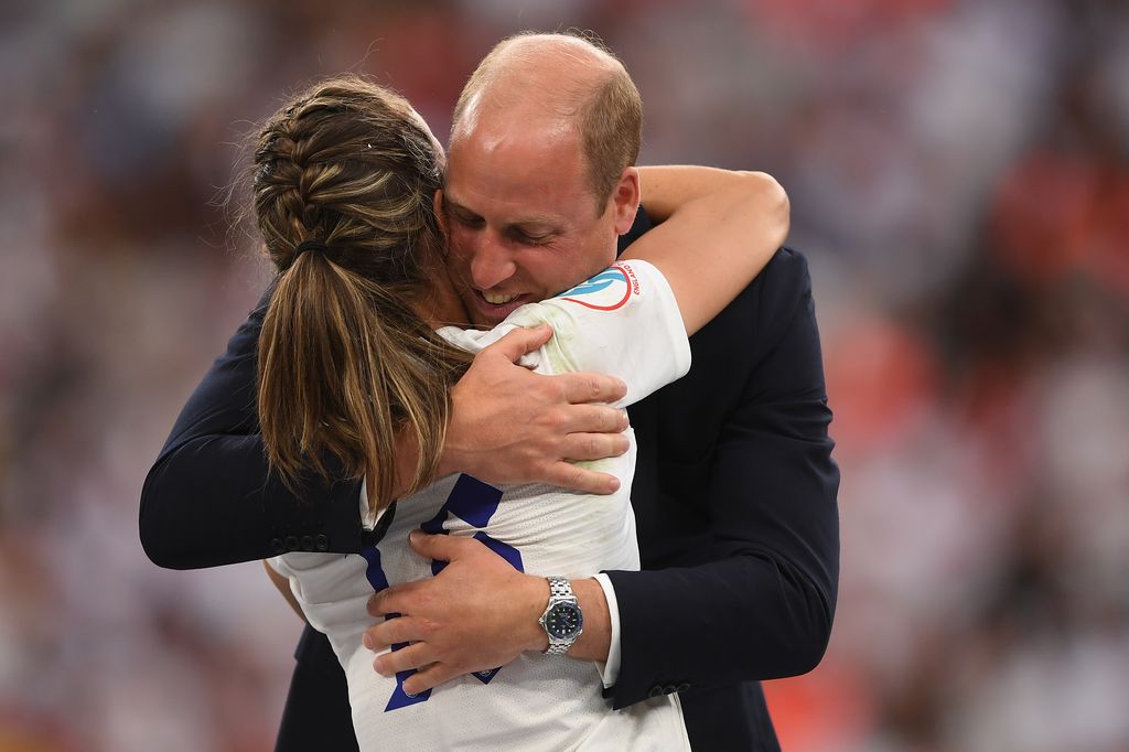 Prince William hugging Jill Scott from the Lionesses