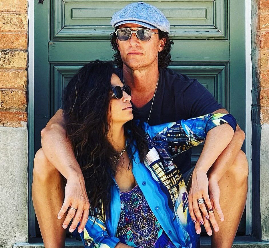 Matthew McConaughey and Camila Alves pose together in a photo shared on the latter's birthday