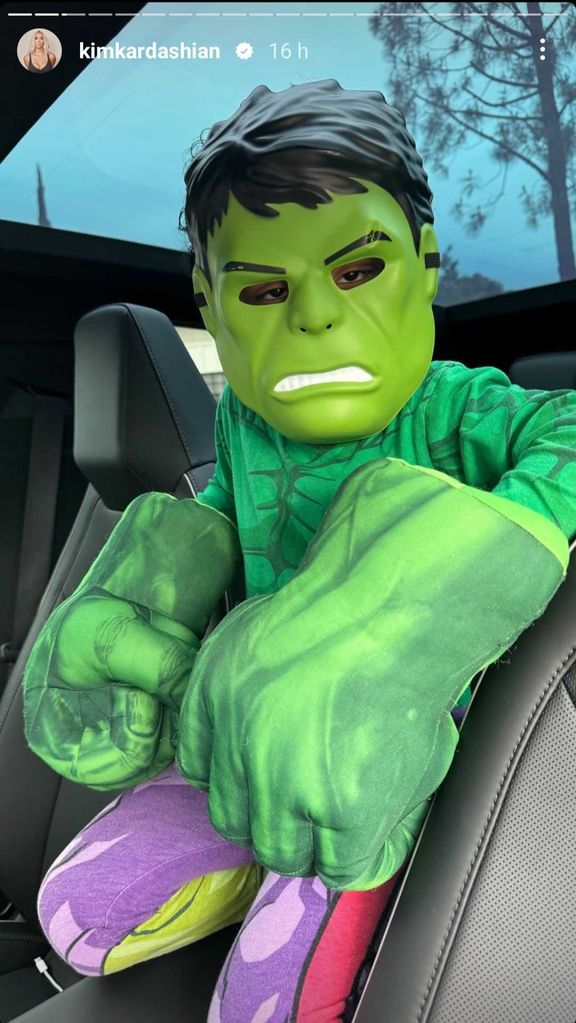 Saint West dressed as Hulk to go to school