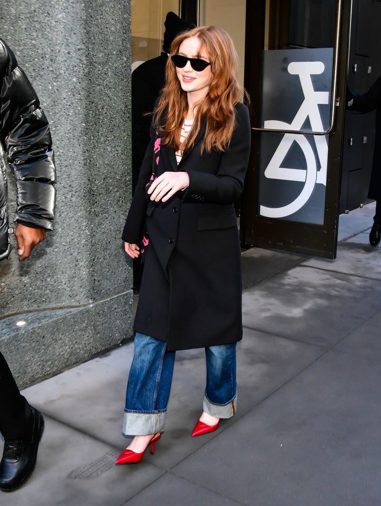 Sadie Sink is seen on January 07, 2026 in New York City. (Photo by Raymond Hall/GC Images)