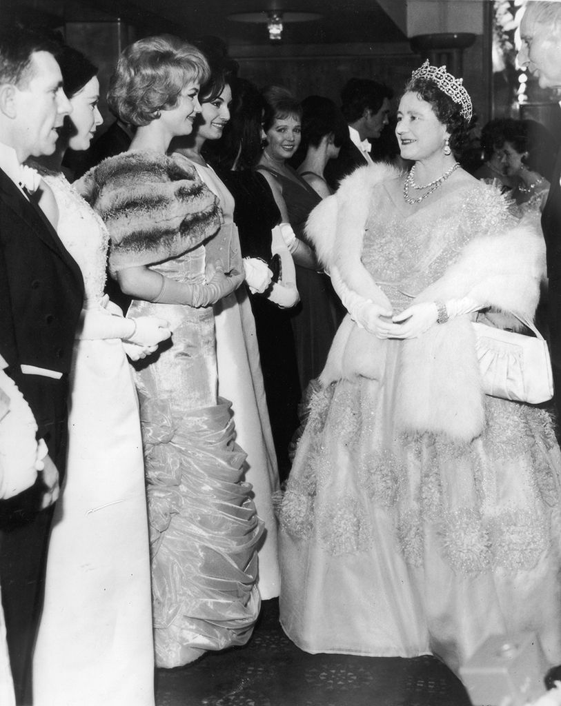  Queen Elizabeth the Queen Mother meeting actors at the Odeon Theatre