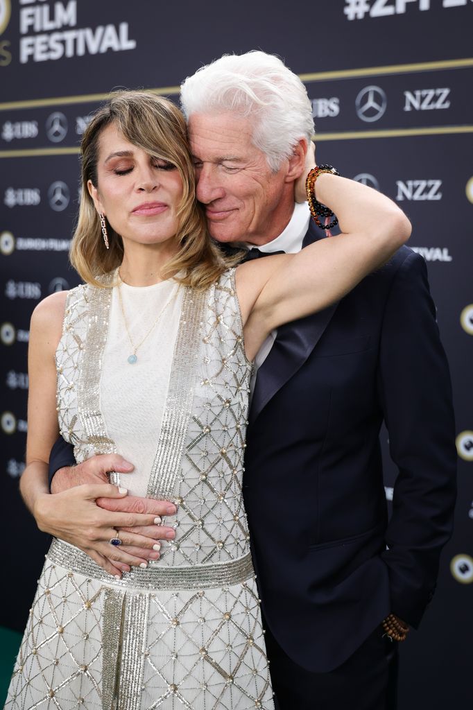 Alejandra Gere and Richard Gere attend the "Wisdom of Happiness" green carpet during the 20th Zurich Film Festival 