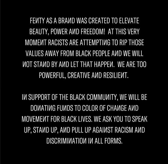fenty black lives matter statement