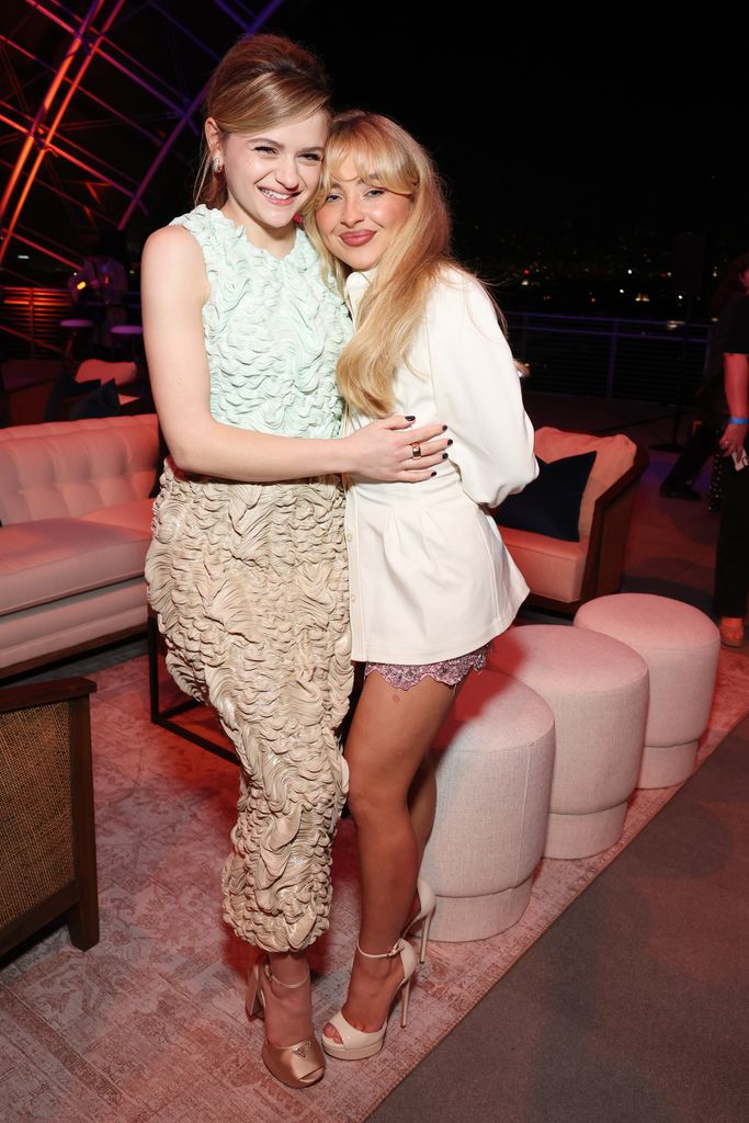 Joey King (L) and Sabrina Carpenter attend the after party for the Los Angeles premiere of Hulu's "We Were The Lucky Ones" at Academy Museum of Motion Pictures on March 21, 2024 in Los Angeles, California.