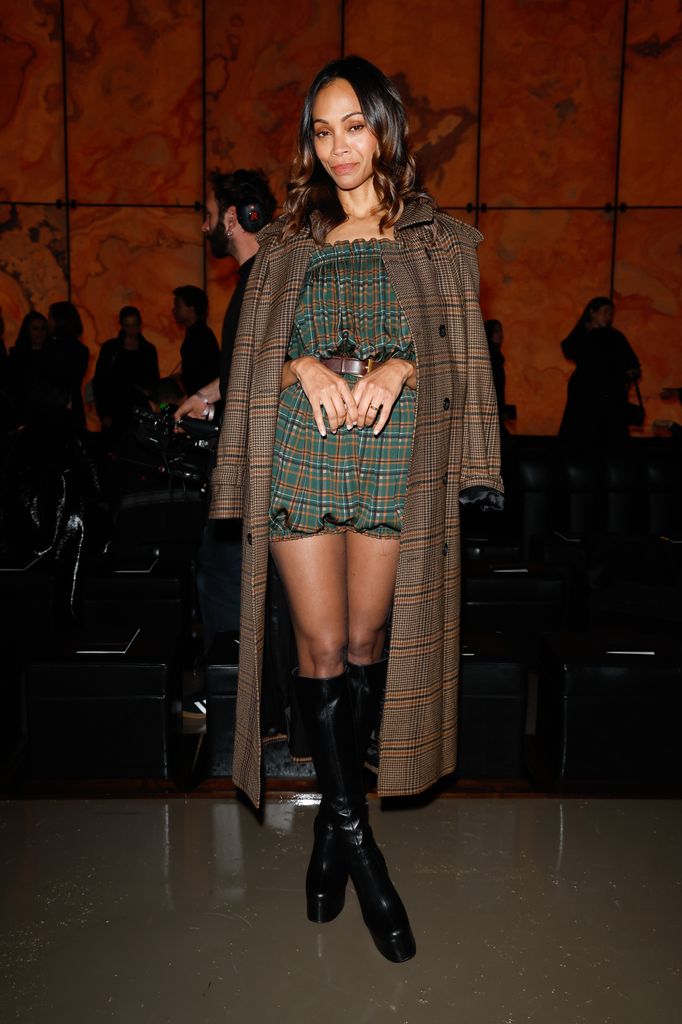 Zoe Saldana at the Saint Laurent Fall RTW 2025 fashion show as part of Paris Fashion Week on March 11, 2025 in Paris, France