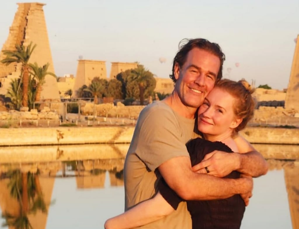 Photo shared by James Van Der Beek to Instagram June 2024 with his wife Kimberly during a recent vacation to Egypt with his family