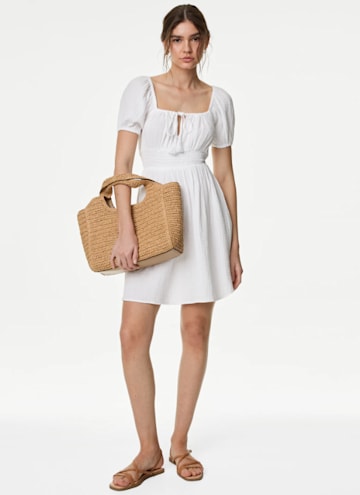 marks and spencer white milkmaid mini dress 