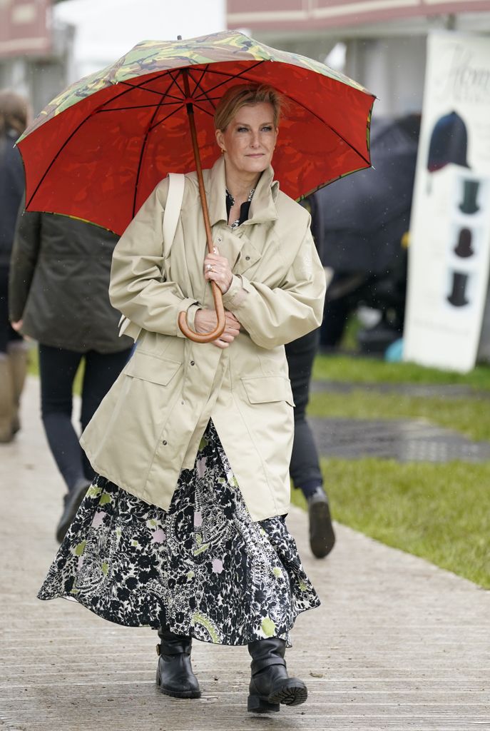 Sophie Duchess of Edinburgh walks through the shopping village during the Royal Windsor Horse Show in Windsor Castle