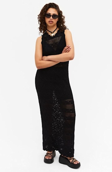 black crochet dress h and m 