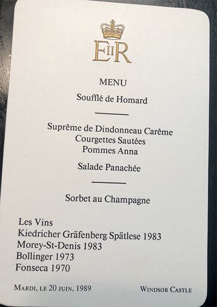 royal family chef menu