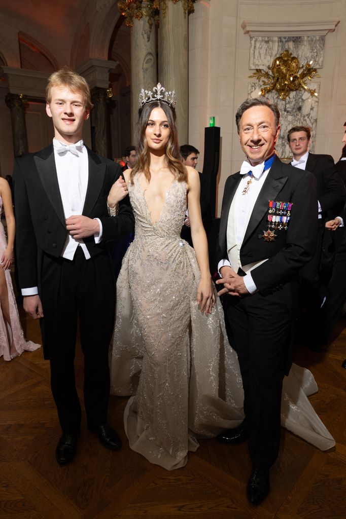 Duke of Kent's grandson Albert Windsor escorts Eulalia de Orleans-Borbon, goddaughter of the former King Juan Carlos of Spain,  at the Le Bal des Débutantes 