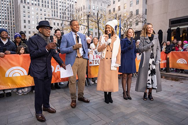 Today Show presenters outside NBC studios in New York