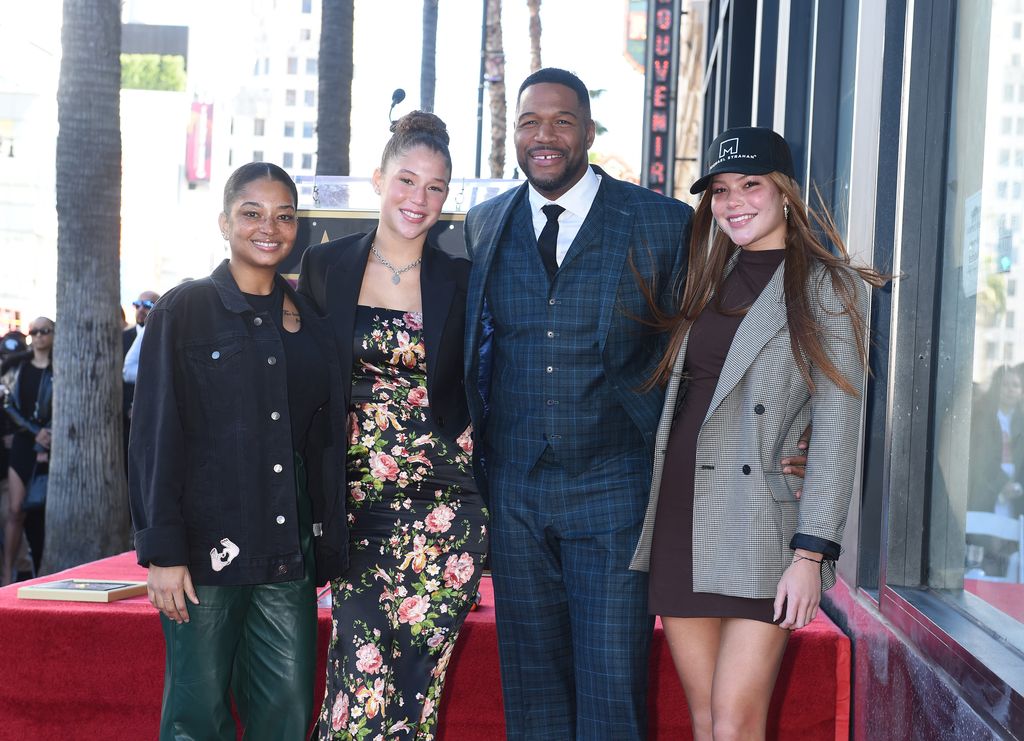 Tanita Strahan, Isabella Strahan, Michael Strahan, Sophia Strahan at the star ceremony honoring Michael Strahan with the first sports entertainment star on the Hollywood Walk of Fame on January 23, 2023 in Los Angeles, California.