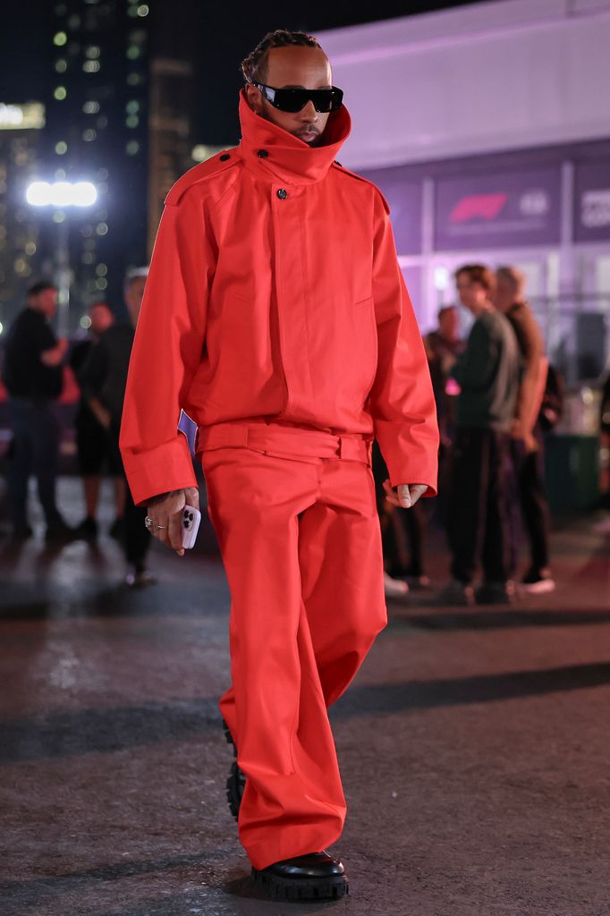 Lewis Hamilton of Great Britain and Mercedes-AMG PETRONAS F1 Team arrives at the track during qualifying ahead of the F1 Grand Prix of Las Vegas at  on November 17, 2023 in Las Vegas, Nevada. (Photo by Song Haiyuan/MB Media/Getty Images)