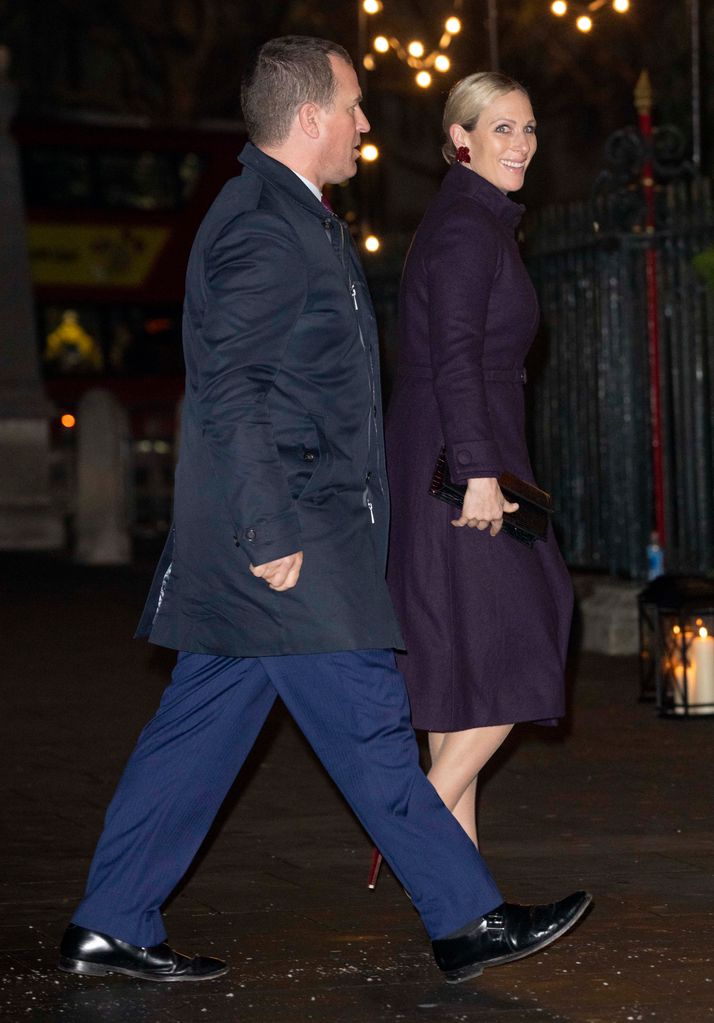 Zara Tindall and Peter Phillips attend The "Together At Christmas" Carol Service at Westminster Abbey on December 8, 2023 in London, England