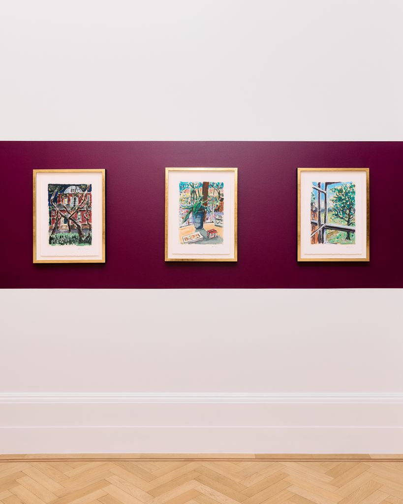Bob Dylan's art on display in the exhibition "Point Blank" at the Halcyon Gallery in London