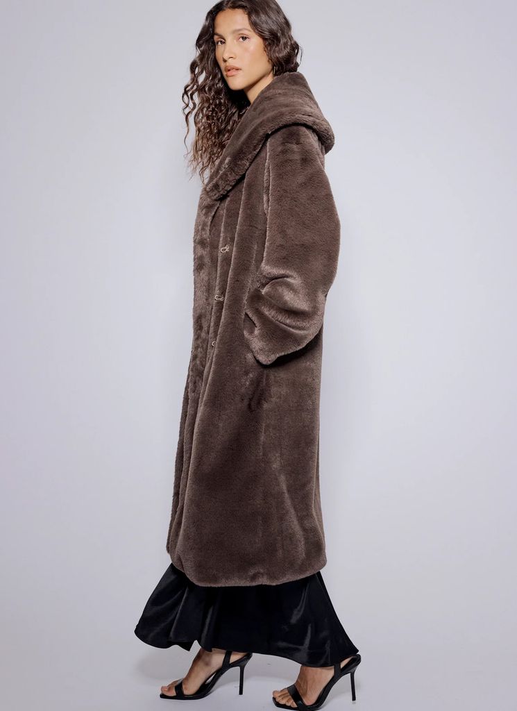 Nobody's Child Faux Fur Collared Longline Jacket