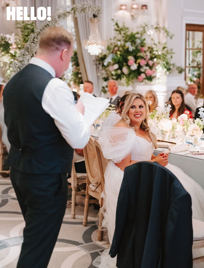 Louise Pentland's husband Liam reading his wedding speech